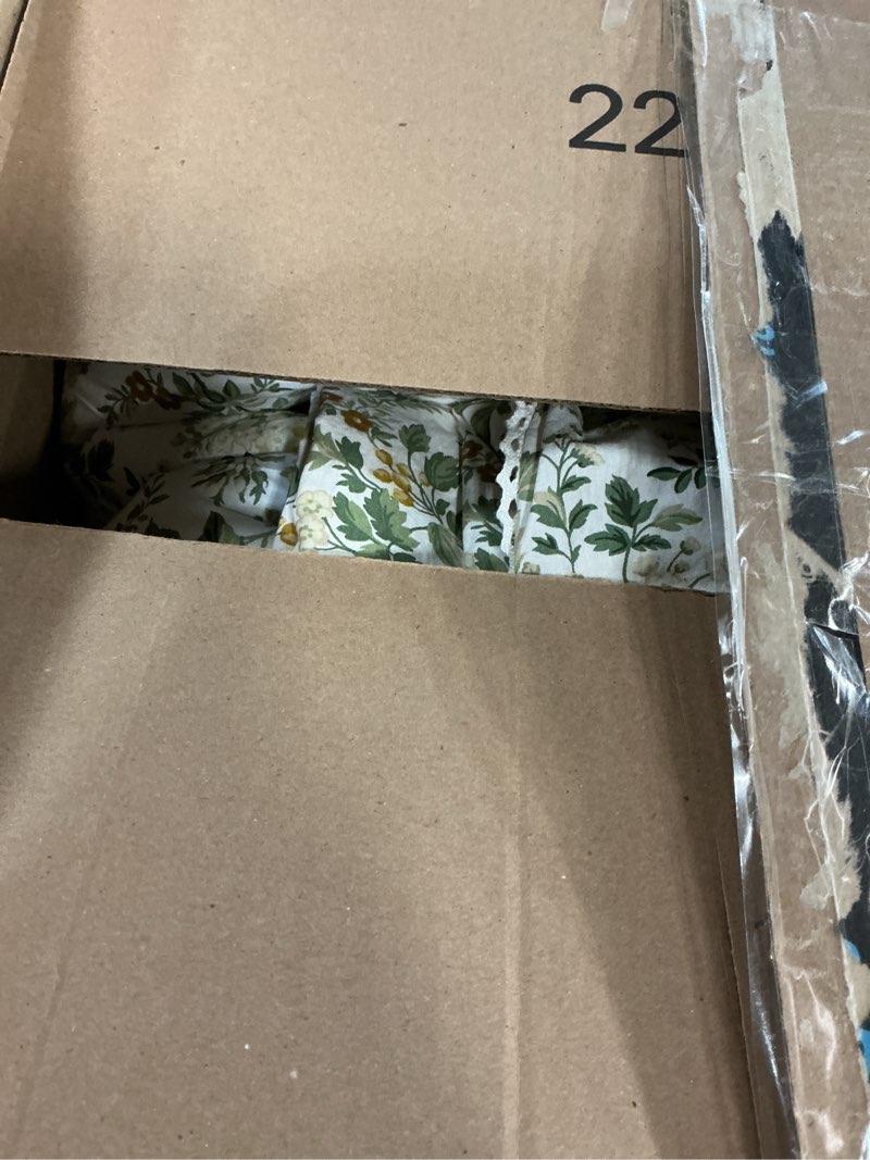 Condition photo showing As Is for laura ashley - full/queen comforter set, soft cotton bedding with matching shams, floral home decor, oeko-tex certified (country meadow gold, full/queen) country meadow gold full/queen