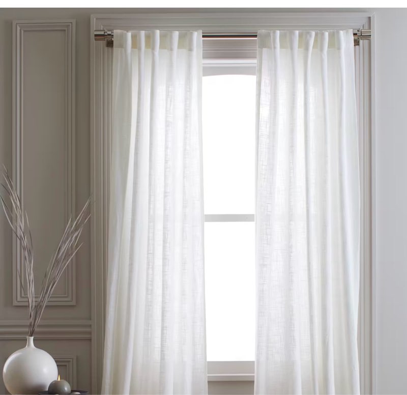 cotton sheer curtain set 48 in x 96 in white (set of 2)