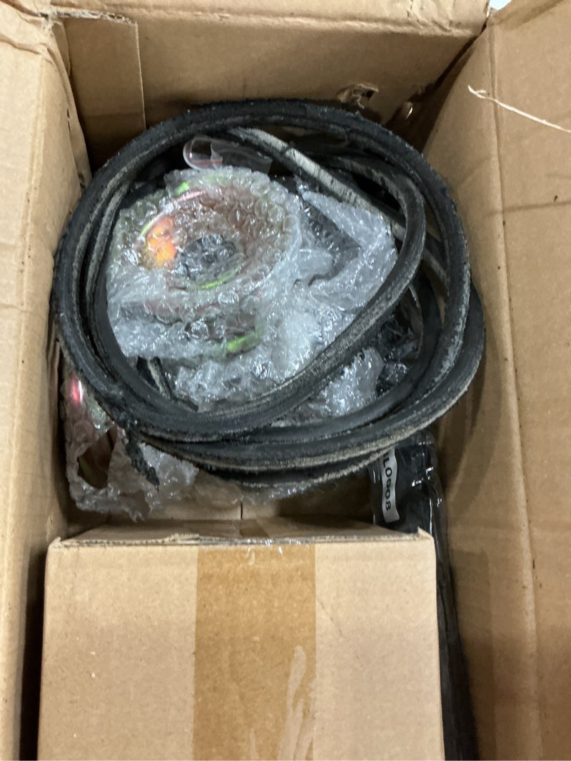 Condition photo showing As Is for 42" deck spindle rebuild kit for 130794 spindle, for craftsman lt1000 lt2000(only 3 bolts), 2 spindles 532130794, 2 blades 134149, 2 pulleys 129861 ,1 idlers 173437, 1 idlers 173438,1 95 1/2" belt black