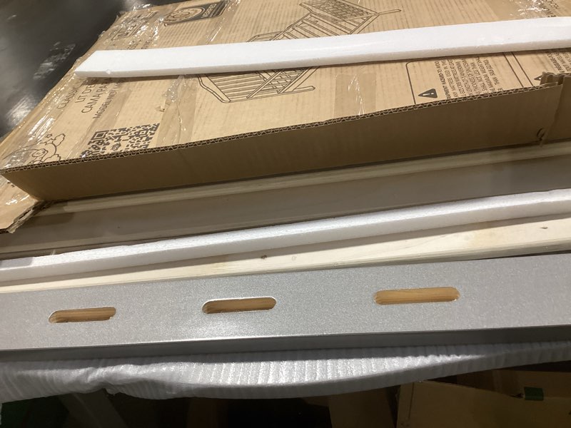 Condition photo showing Good Condition for Dream On Me Classic Design Toddler Bed In Steel Grey, Greenguard Gold And JPMA Certified, Low To Floor Design, Two Side Safety rails, Non-Toxic Finishes, Wooden Nursery Furniture Steel Grey Bed