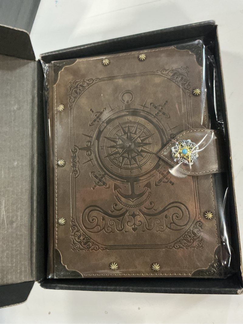 Condition photo showing New/Like New for durotan compass journal notebook,unique a5 binder 400 page for travel diary writing journal notebook for men women dnd gift with blank pages 9-graybrown-compass