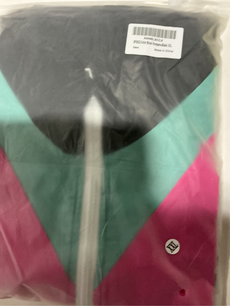 Condition photo showing Good Condition for Yisfri Color Block One Piece Windbreaker Outfits for Women Neon Short Sleeve Zip Front Elastic Waist Jumpsuit Overall XX-Large Black