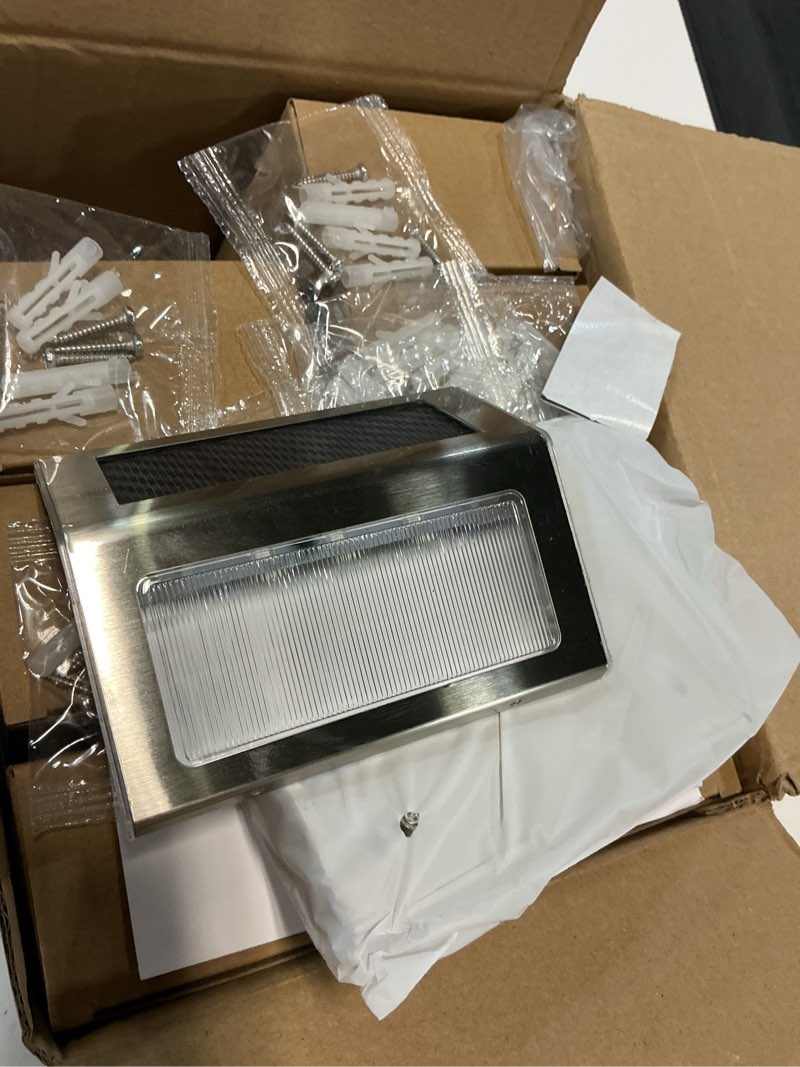 Condition photo showing New/Like New for jsot solar powered lights ideal for step, fence, deck, stair-cool white-16p | stainless steel, waterproof, automatic dusk to dawn, anti-rust, energy efficient, perfect for house decor cool white 16