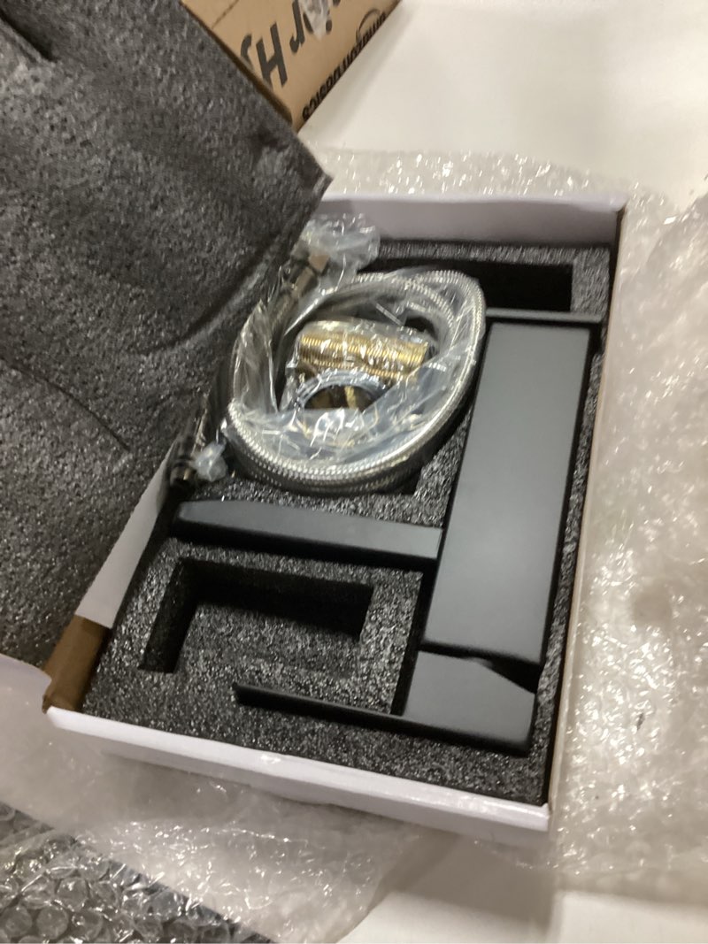 White Wall Mounted Ceramic Bathroom Sink, 7" x 14" Rectangle Floating Porcelain Vessel Sink with Bla