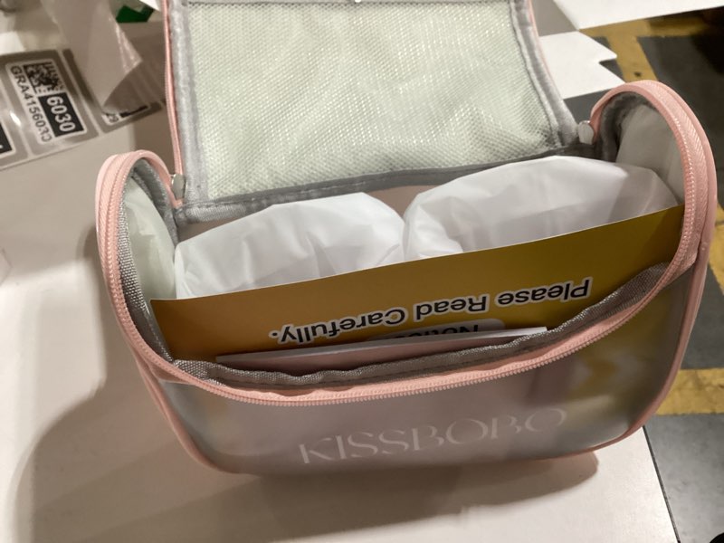 Condition photo showing As Is for wearable breast pump (abp-1508pro),4 modes 12 levels with led dispaly, low noise painless rechargeable wireless electrical (pink 2pcs) red 2pcs