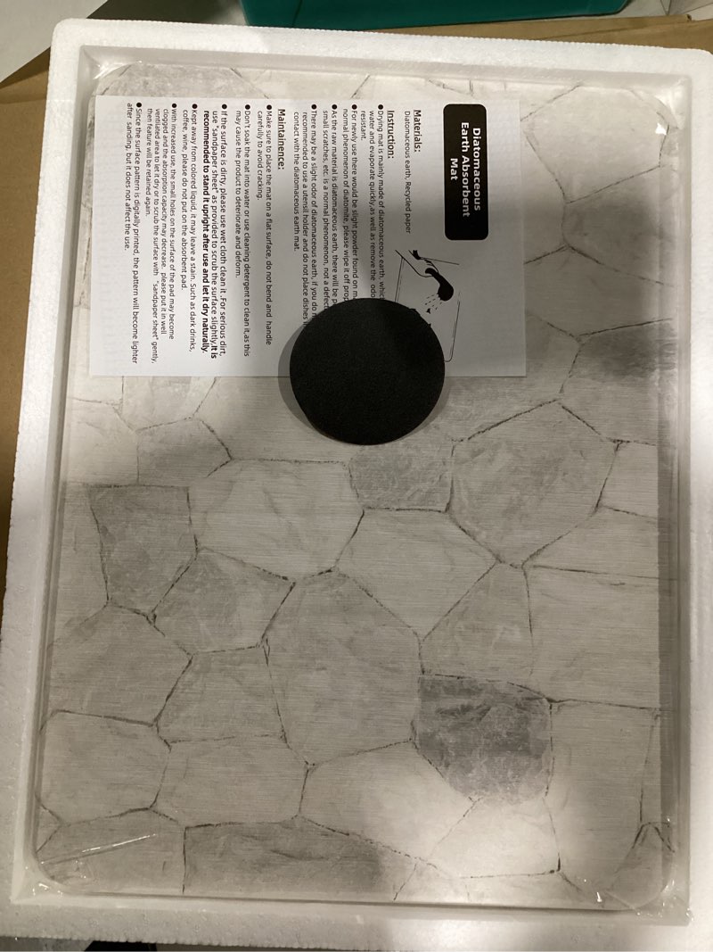 Condition photo showing Good Condition for Premium Stone Dish Drying Mat - Diatomaceous Earth Drying Mat for Kitchen Counter | Highly Absorbent, Quick-Dry & Non-Slip Drying Stone | Durable Stone Mat for Kitchen Sink | Eco-Friendly Design