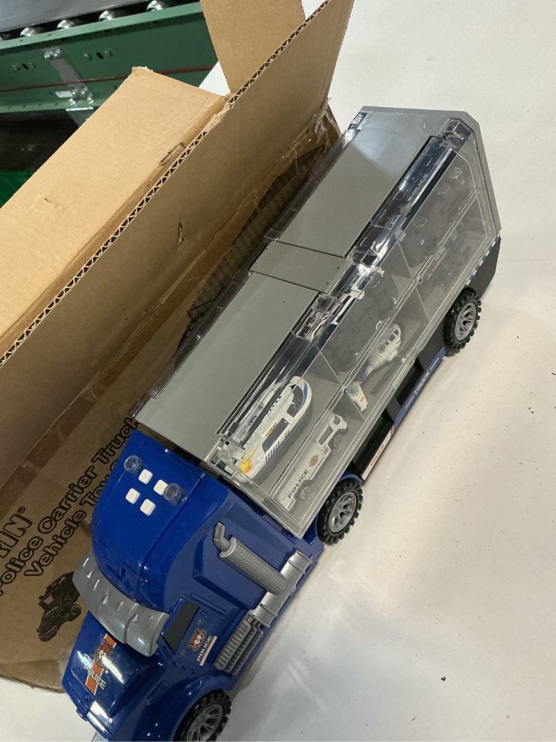 Condition photo showing Good Condition for joyin 25 in 1 police rescue truck car toy set with sounds and lights, mini vehicles in carrier truck, play police patrol rescue vehicle toy, birthday gifts for over 3 years old boys, easter basket police truck