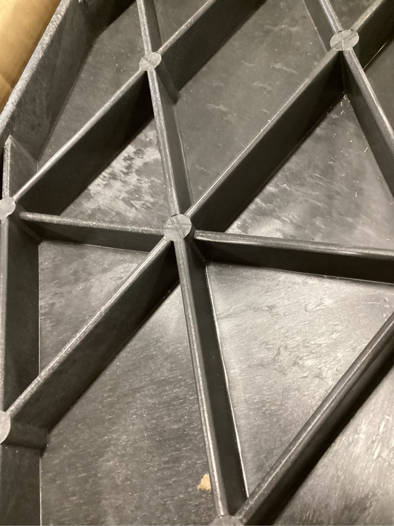 Condition photo showing As Is for Simpli-Magic Rolling Utility Cart on Wheels, Heavy Duty with Ergonomic Handle, Deep Shelfs for Garage, Warehouse, Workshop, 600-Pound Capacity 40x33x17-Inch Utility Cart Black