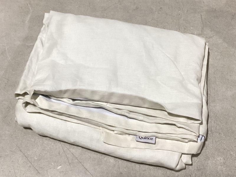 Condition photo showing Good Condition for quince european linen true blackout curtain - ivory single panel 48”x84”