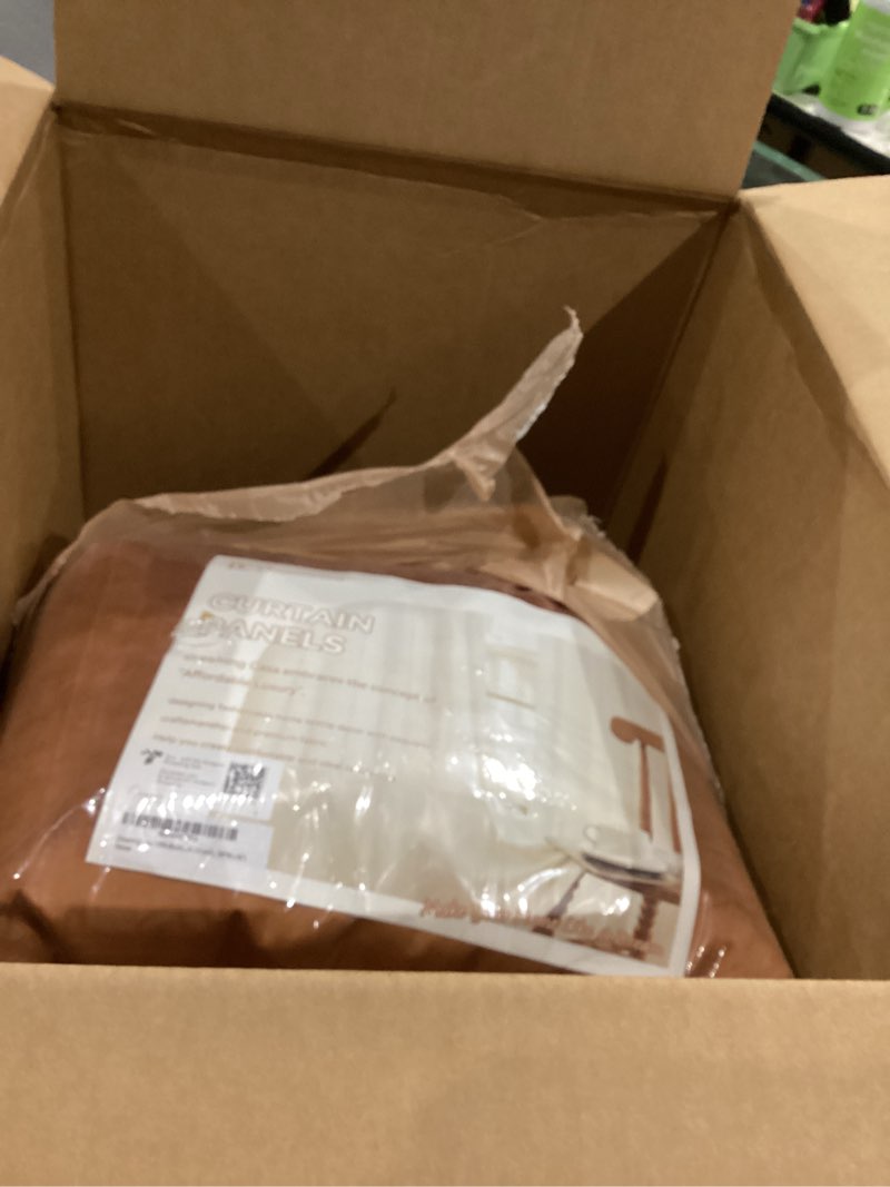 Condition photo showing Good Condition for Dreaming Casa 100% Blackout Curtains 96 Inches Long, Amber Golden Velvet Room Darkening Window Drapes Thermal Insulated Soft Luxury Rod Pocket & Back Tab Curtains for Bedroom, 2 Panels, 100"W x 96"L 100"W x 96"L (Pack of 2) Amber Golden