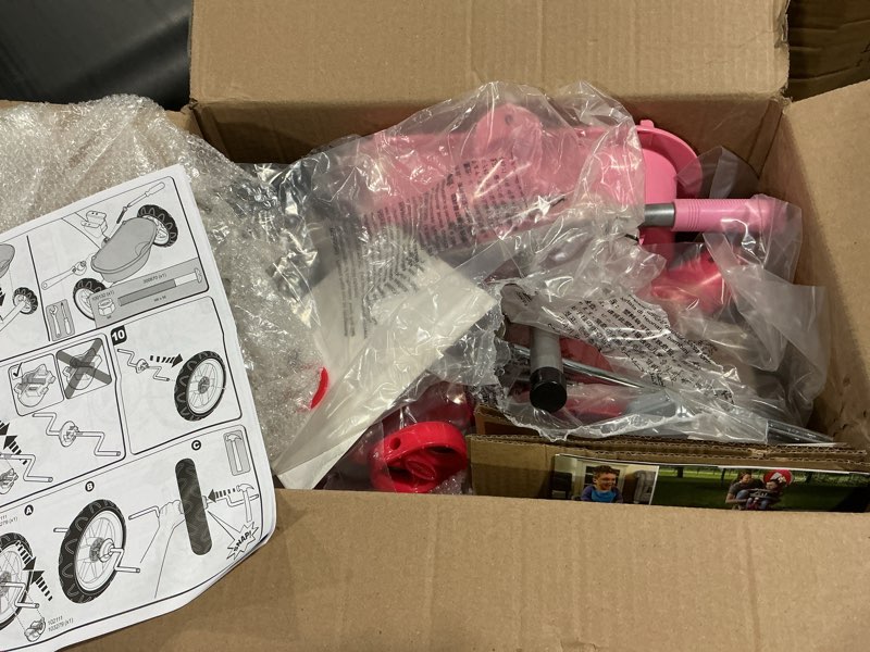 Condition photo showing As Is for Radio Flyer Red Rider Trike for Ages 2.5–5, Three Wheel Toddler Bike, Kids Tricycle, Outdoor Riding Toy, Durable Steel Frame, Adjustable Seat, Amazon Exclusive Pink