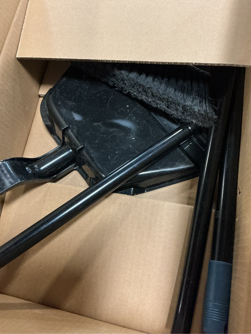 Condition photo showing As Is for o-cedar strong sweep broom and dustpan set with detail brush | indoor outdoor heavy duty stiff bristle broom | step-on dust pan strong sweep broom and brush