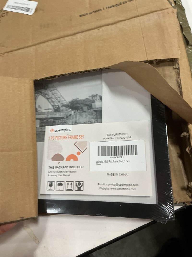 Condition photo showing New/Like New for upsimples 16x20 Picture Frame, Display Pictures 11x14 with Mat or 16 x 20 Without, Wall Hanging Poster Frame, Black, 1 Pack Black 16x20