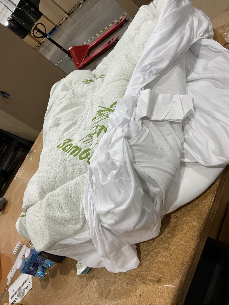 Condition photo showing Good Condition for mattress topper king size, cooling thick breathable viscose made from bamboo mattress pad, soft quilted fitted mattress cover with down alternative fill (8-21”deep pocket)