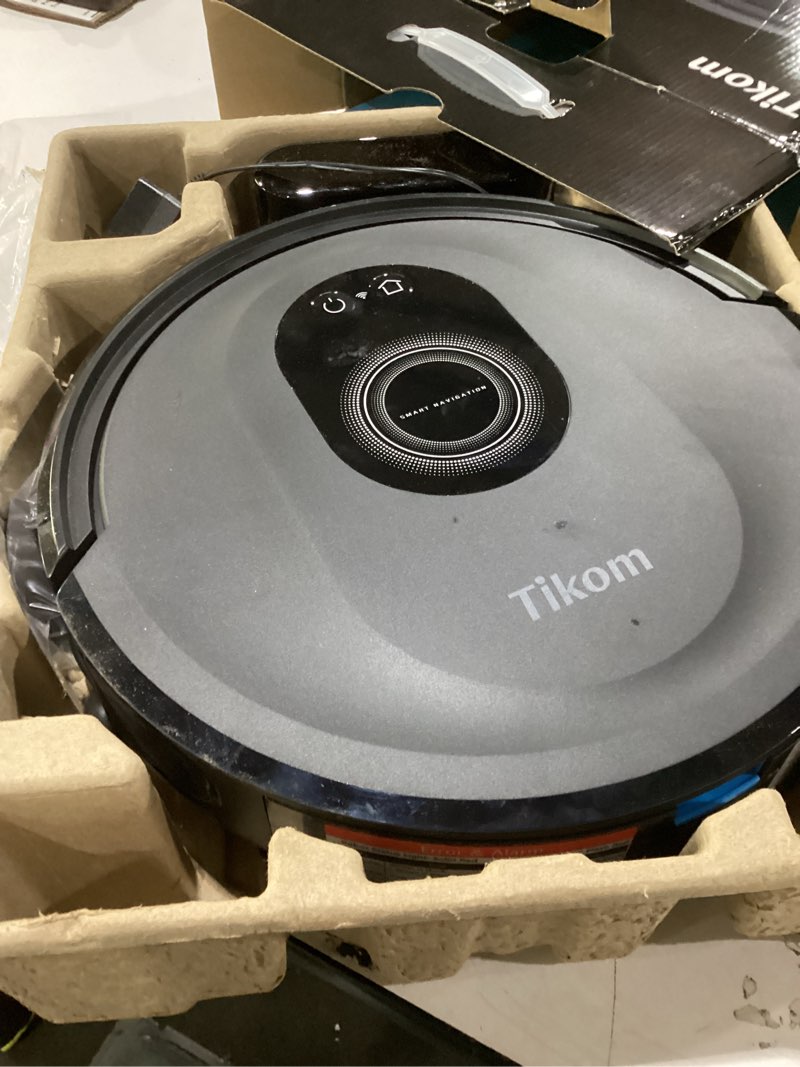 Condition photo showing Good Condition for tikom robot vacuum and mop combo, 5000pa robotic vacuum cleaner, 150 min max, app & remote control, ideal for hard floor, carpet, pet hair, self-charge(g8000 max)
