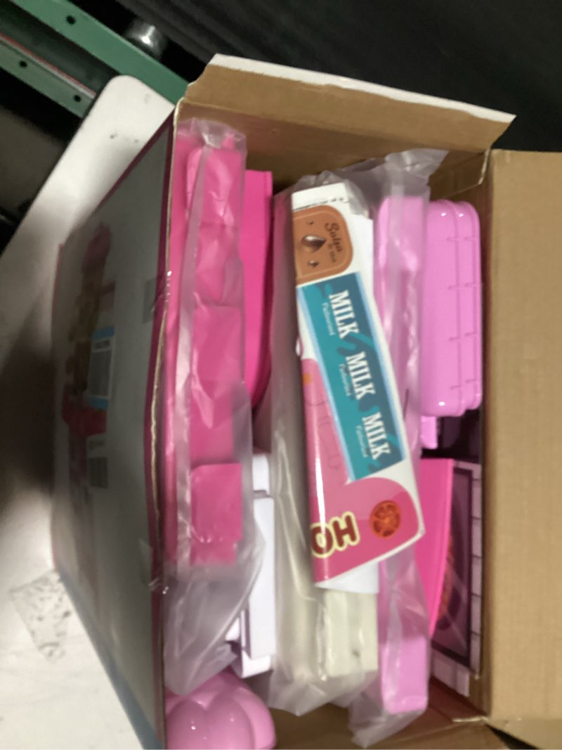 Condition photo showing Good Condition for 36 in Kids Kitchen Playset for Ages 2-6 4-8, Play Kitchen with Light, Sound and Spraying, Sink Toy Accessories, Cooking Stoves, Pretend Food Toys for Toddlers 1-3 3-5 Boys Girls 6-12 (Pink) Kitchen Toy with Play Food