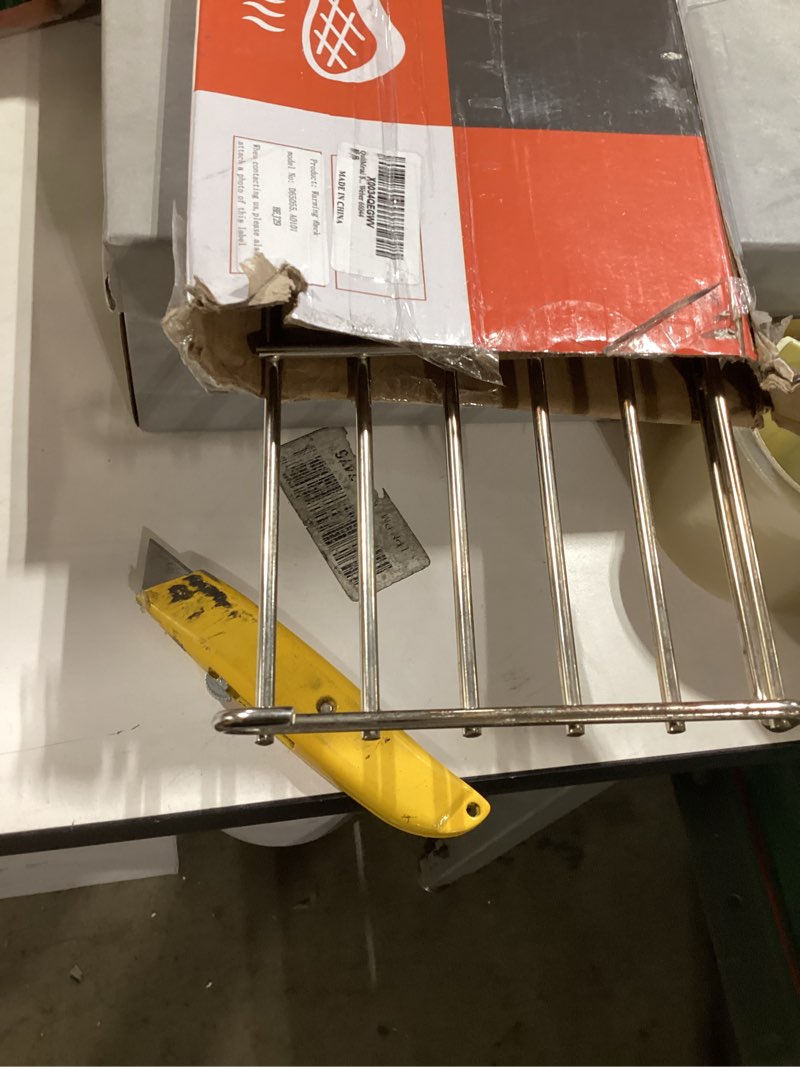 Condition photo showing As Is for qulimetal stainless steel grill warming rack for weber genesis ii 300 series gas grills, genesis ii e-310, ii e-315, ii e-330, ii e-335, ii s-310, ii s-335 series, replacement parts for weber 66044 fits genesis ii/ii lx 300