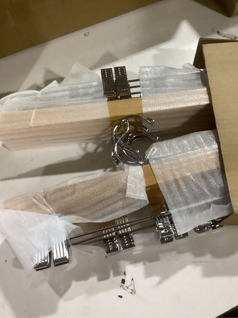 Condition photo showing New/Like New for Nature Smile Solid Lotus Wood Deluxe Wooden Pants Hangers Bottom Hanger Jeans Hanger Skirt Hanger wi