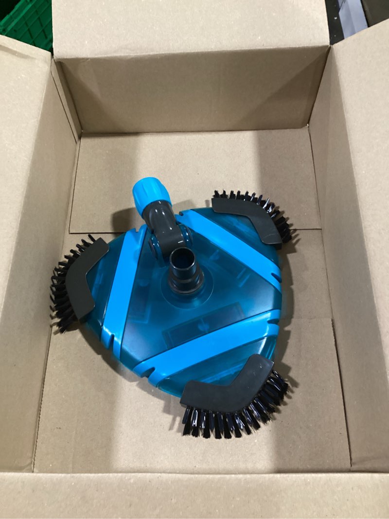 Condition photo showing Good Condition for u.s. pool supply 13" triangular weighted super flexible pool vacuum head | side brushes, swivel connection - above-ground & inground swimming pools, secure lock pole handle