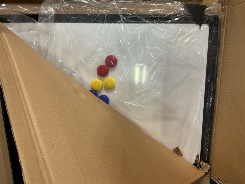 Condition photo showing Good Condition for Magnetic Dry Erase Whiteboard - 4.18x2.7x0.1 FT White Board 4.18x2.7x0.1 Large Wall-Mounted Board with Black Aluminum Frame, 1 Magnetic Eraser, 2 Pen, Detachable Marker Tray, 6 Magnets Black 4.18x2.7x0.1 