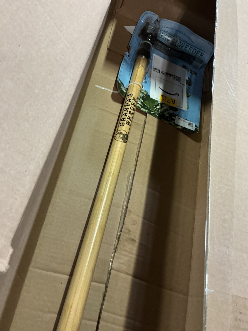Condition photo showing Good Condition for grampa's weeder - the original stand up weed puller tool with long handle - made with real bamboo & 4-claw steel head design - easily remove weeds without bending, pulling, or kneeling.