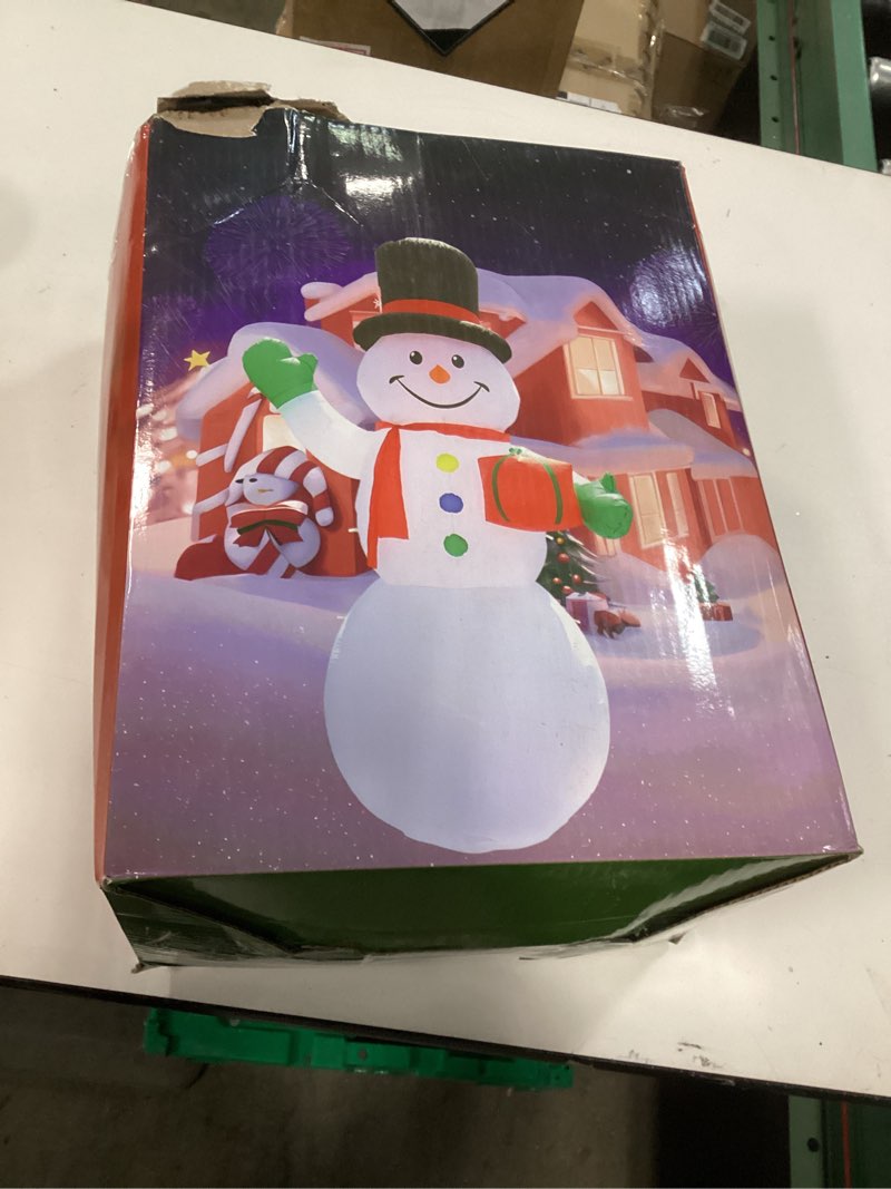 Condition photo showing As Is for Dawdix 15FT Christmas Decor Inflatable Snowman, Blow Up Yard Decor Snowman with LED Lights & Magic Hat, Winter Outside Decorations for Yard Garden Patio Lawn Holiday Xmas Party Garden, for Him, Her 15FT Snowman