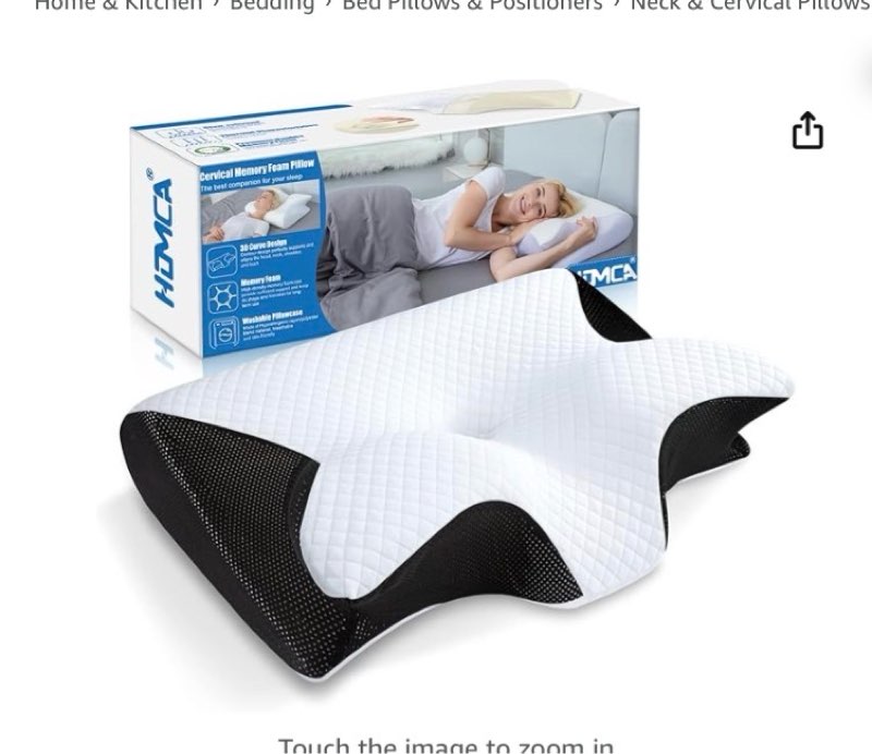 homca memory foam cervical pillow, 2 in 1 ergonomic contour orthopedic pillow for neck pain, contoured support pillows for side back stomach sleepers