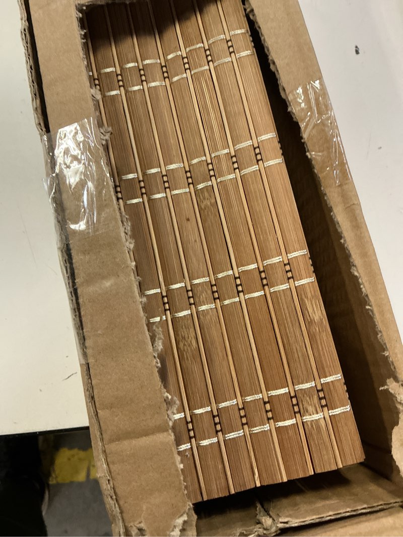 Condition photo showing Good Condition for lazblinds no tools no drill cordless bamboo roman shades, light filtering window treatment, roll up bamboo blinds for windows 26'' w x 64'' h, brown light filtering-brown206 26" w x 64" h
