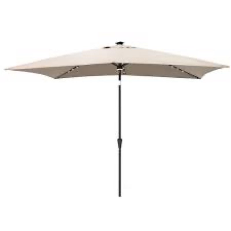 c-hopetree rectangular outdoor patio market umbrella with solar led lights 6.5 x 10 ft beige 
