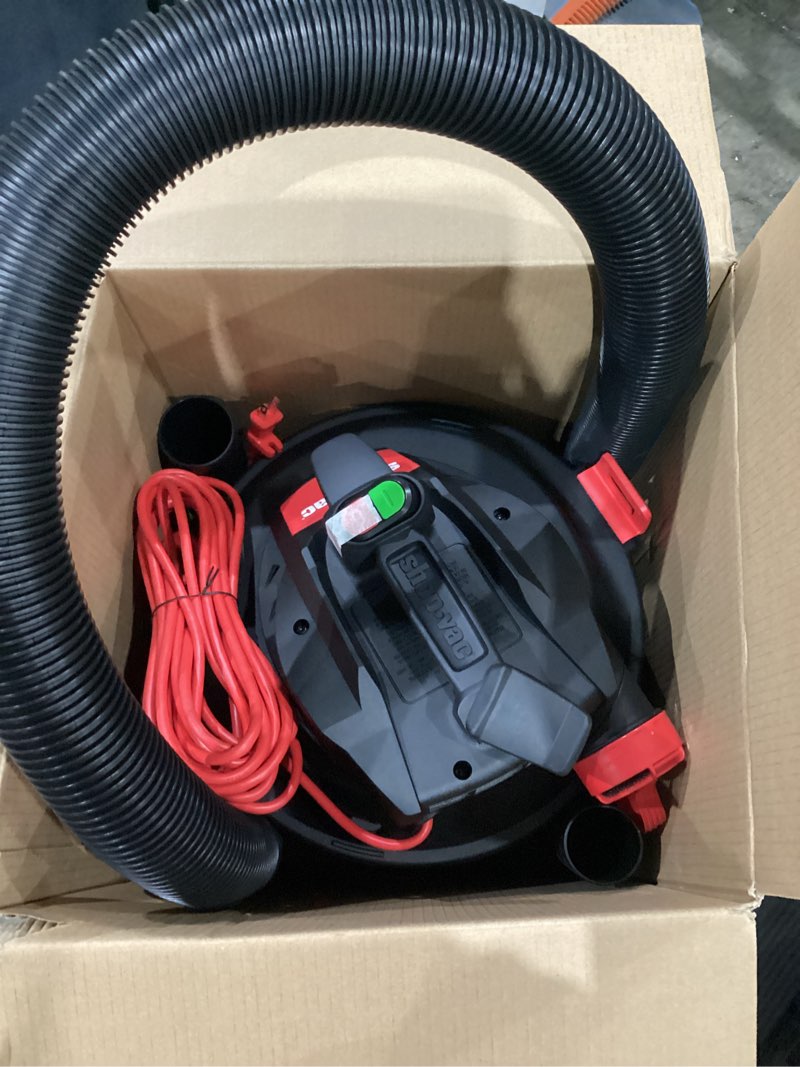 Condition photo showing As Is for shop-vac 12-gallon 6 hp corded wet/dry shop vacuum with accessories included