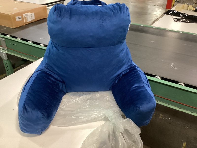 Condition photo showing As Is for Back Pillow for Bed Sitting up, Reading Pillow for Sitting in Bed Adult, Back Support Pillow, Memory Foam Sit up Lounge Backrest Pillow with Arms for TV, Couch, Chair, Dorm, 18 Inch, Navy Blue Navy Blue Medium(18inch)