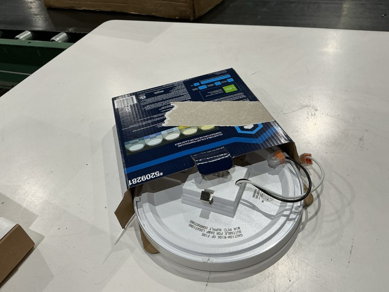 Condition photo showing As Is for project source 1-light matte white led flush mount light