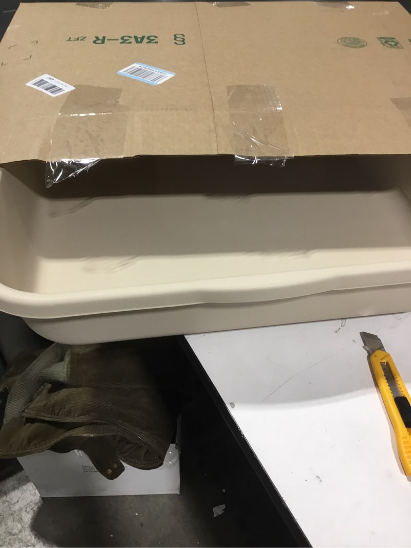 Condition photo showing New/Like New for KittyGoHere Senior Cat Litter Box 1 Pack, Large Beach Sand Low Entrance Kitty Litter Box, Sized for Cats Comfort, Perfect for Senior and Arthritic Cats, Made in USA