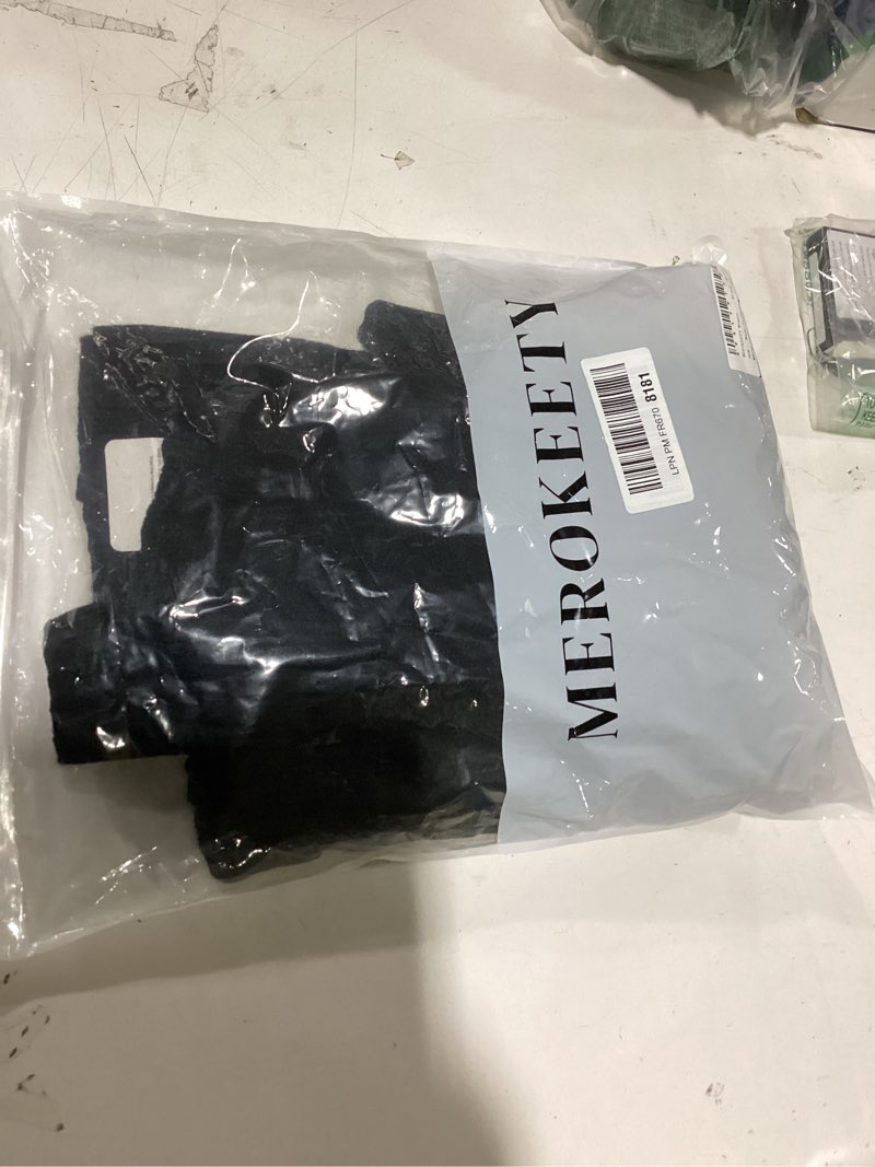 Condition photo showing New/Like New for merokeety women's cable knit cardigan sweaters 2026 fall spring long sleeve open front button down trendy outerwear coats black medium