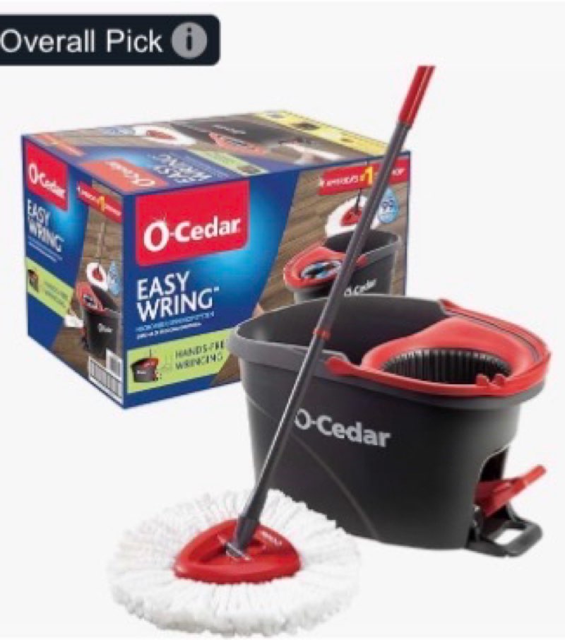 O-Cedar EasyWring Microfiber Spin Mop, Bucket Floor Cleaning System, Red, Gray, Standard