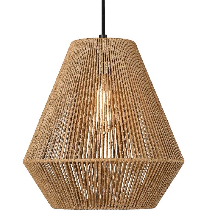 ELYONA Woven Pendant Lights Modern Boho Hanging Lamp with 12\" Handwoven Rattan Basket Shade Adjustable 