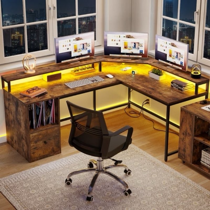 Wooden l shaped gaming desk(incomplete)