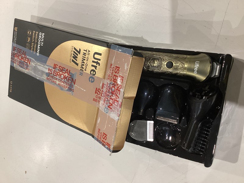 Condition photo showing Good Condition for ufree beard trimmer for men, electric razor shaver, cordless hair clipper shaving kit for mustache body nose ear hair facial, adjustable beard grooming kit birthday gifts for men bronze