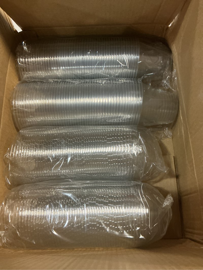 Condition photo showing New/Like New for aozita 100 sets, 9 oz clear plastic cups with dome lids (no hole) - disposable cups for ice cream,cake,fruit,parfait, dessert, pudding and jello shot