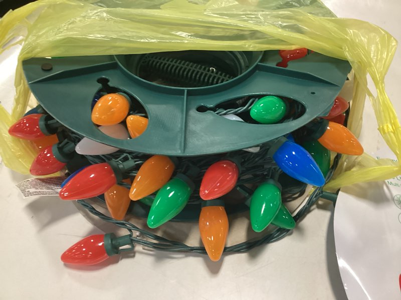 Condition photo showing As Is for GE Energy Smart 100 LED C-9 Lights Multi Color with Green Wire 66-FT