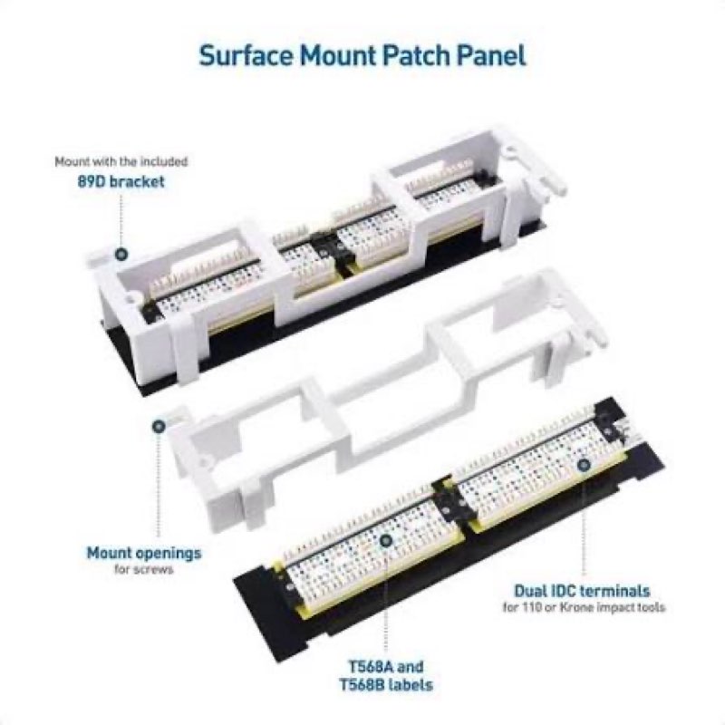 Cable Matters [UL Listed] Mini 12-Port Vertical Patch Panel with 89D Bracket, Compact 10 Inch Patch