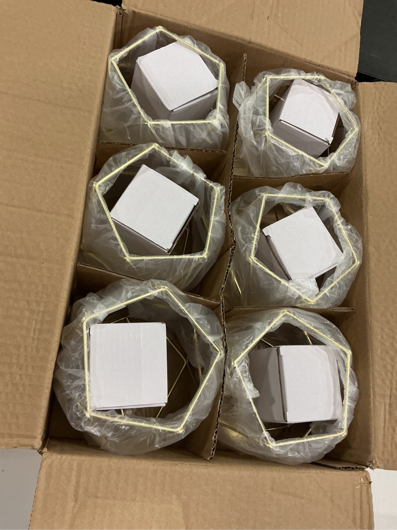 Condition photo showing Good Condition for Hewory Geometric Tealight Candle Holders Gold, Modern Metal Geo Wedding Centerpieces for Table, Votive Candle Stand Accent for Tea Light for Home Shelf Mantel Christmas Birthday Party Decor, 12pcs Gold 12