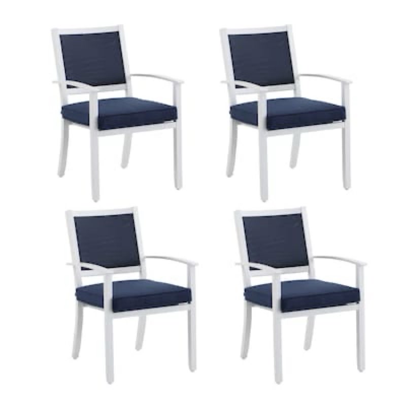 allen + roth Chatham Pier Set of 4 Stackable White Aluminum Frame Stationary Dining Chair