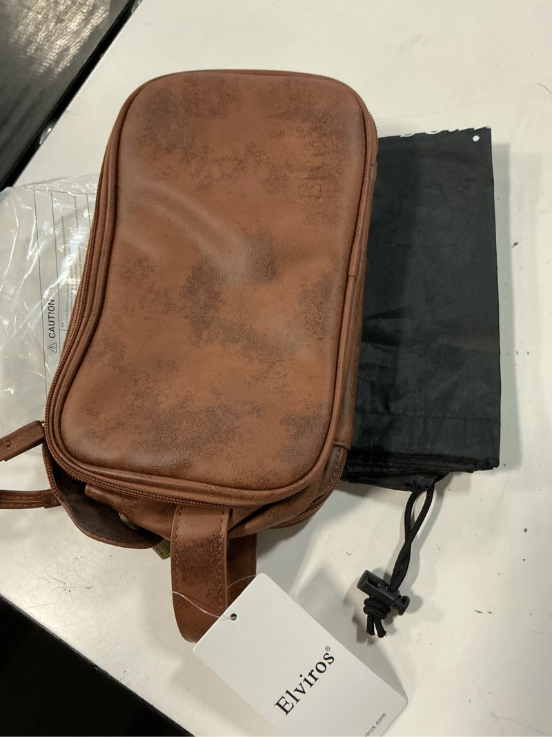 Condition photo showing Good Condition for elviros travel toiletry bag for men, shaving dopp kit water-resistant bathroom small toiletries organizer pu leather cosmetic bags brown small (pack of 1)