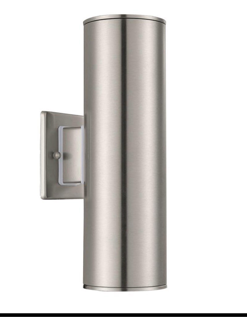 eglo 200029a ascoli outdoor wall sconce 2-light 100 total watts, stainless steel