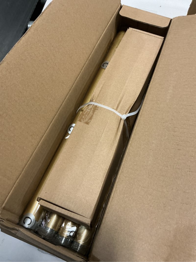 Condition photo showing New/Like New for olv 2 pack gold industrial curtain rods for windows 48 to 84 inch(4 to 7 feet), 1 inch diameter blackout wrap around adjustable heavy duty window drapery rods, indoor and outdoor 36''-88''|2 pack gold