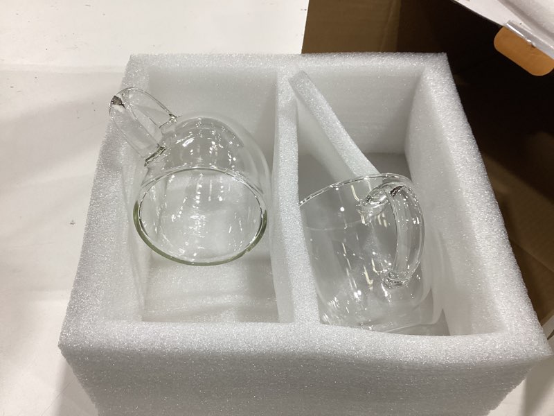 Condition photo showing Good Condition for 6 ounces set of 2 double walled glass coffee mugs with handle insulated layer coffee cups borosilicate glass espresso double insulated clear glass coffee mug for hot beverages 6oz,set of 2 with handle