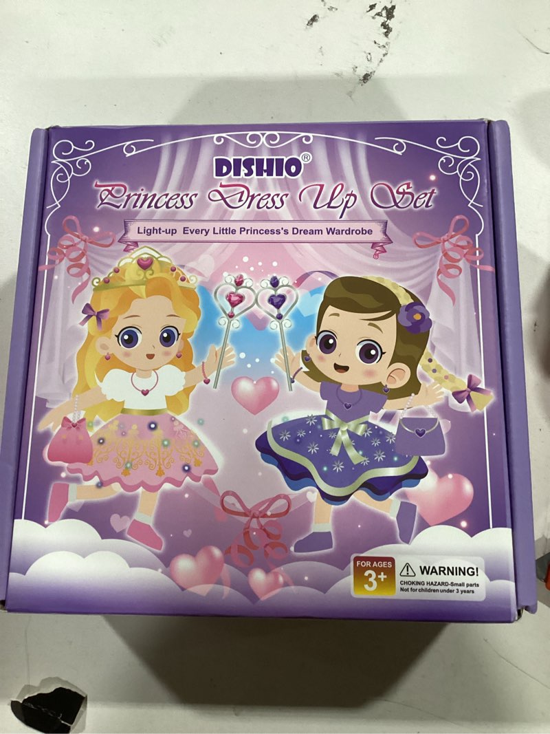 DISHIO Princess Dresses Up LED Fairy Costume, Girls Pretend Play Clothes for Toddlers with Skirt Pur