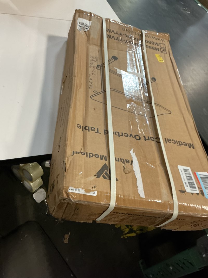 Condition photo showing New/Like New for Vaunn Medical Adjustable Overbed Bedside Table With Wheels (Hospital and Home Use)