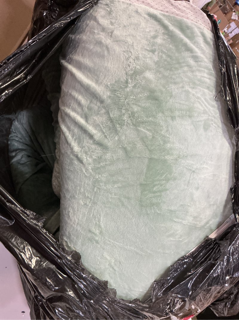 Condition photo showing As Is for blissful diary ultra soft baby play mat, 71x59 extra large floor mat with removable & washable slip-on cover for babies and toddlers, sage green sage green 71" x 59" x 1''